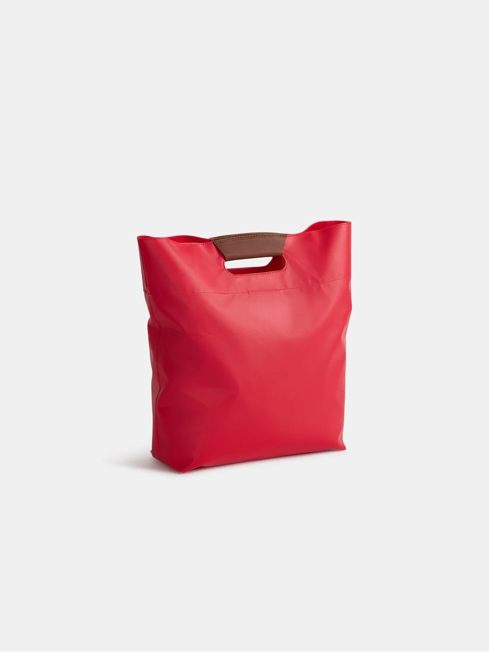 TWP Red Tote Bag with Brown Handle